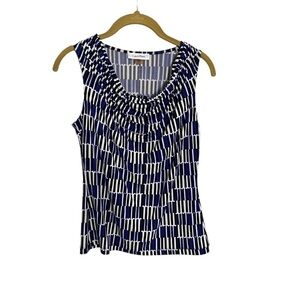 Calvin Klein Blue Black White Paintstroke Sleeveless Blouse PXS